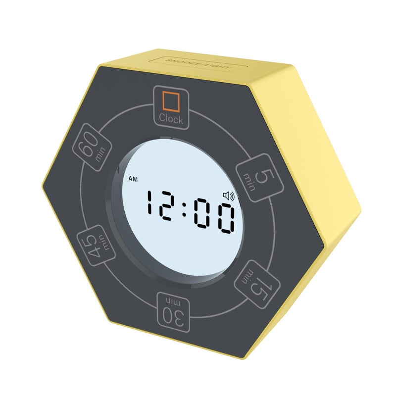 Znewtech Home & Office Timer with Clock, 5, 10, 15, 20, 30 Minute Preset Countdown Timer, Easy-to-Use Time Management Tool (Yellow) - Image 1